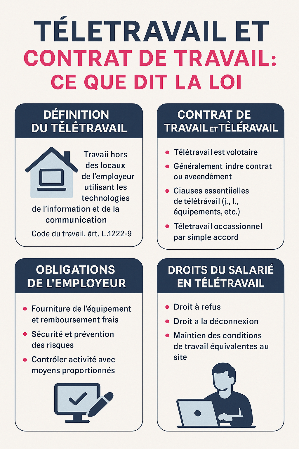 Infographie Droit du travail & Télétravail