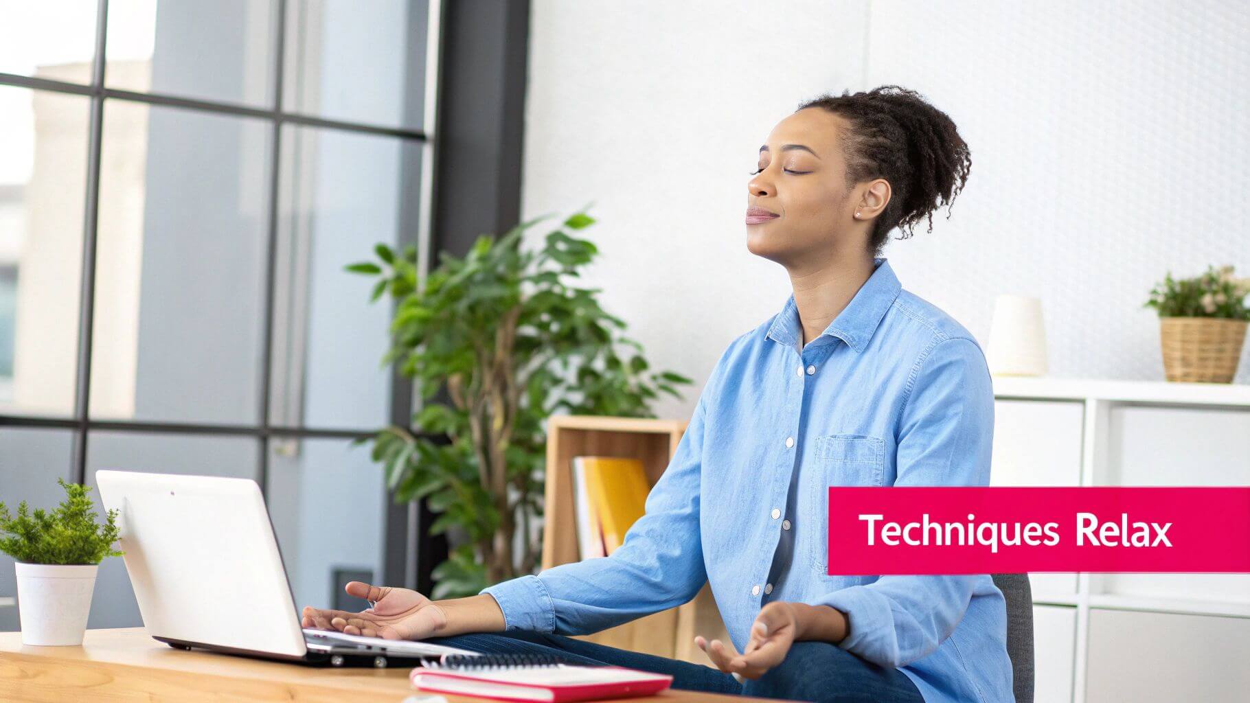 Femme se relaxant au travail