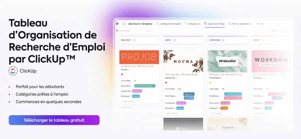 Template recherche emploi clikcup